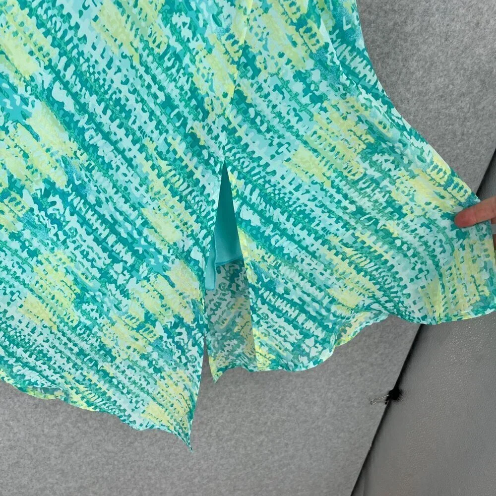 Lane Bryant Asymmetrical Pull On Midi Skirt Size 14/16 Green Fairy Whimsical EUC